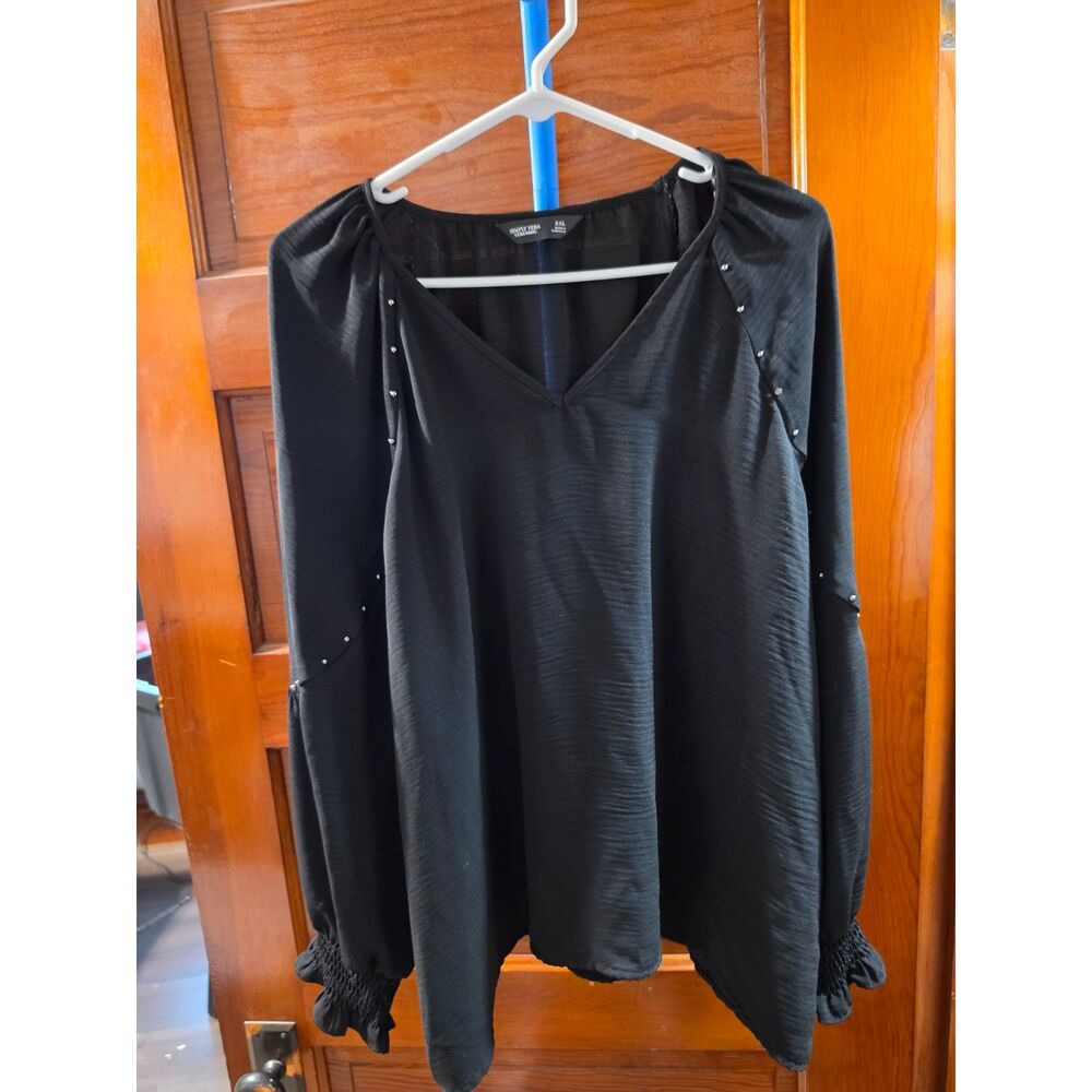 Simply Vera Vera Wang Women’s XXL Black Blouse Studded Long Sleeve Dressy Top